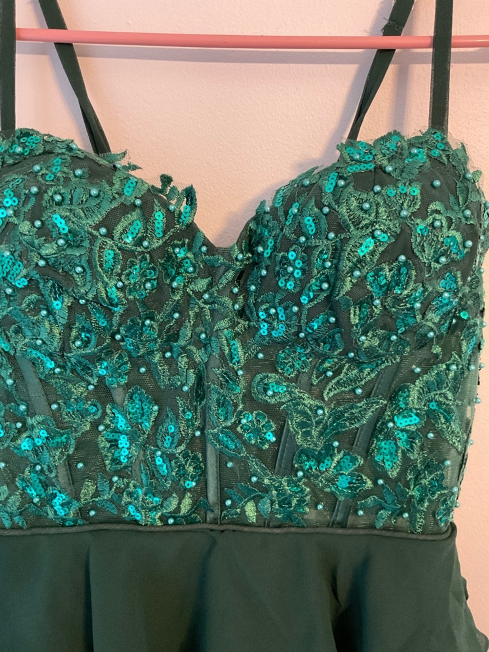 GREEN SEQUIN TOP MINI DRESS SZ.2 - Picture 5 of 5